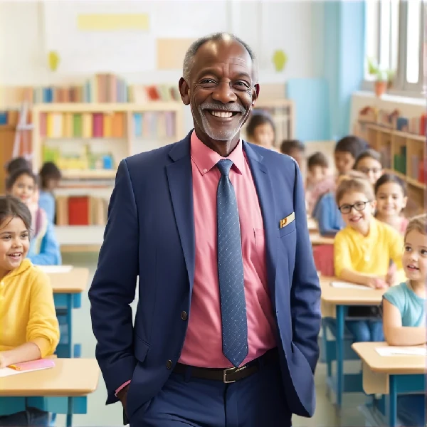 Elementary school administrator in a classroom.